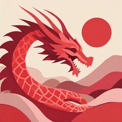 Dragón rojo estilo oriental