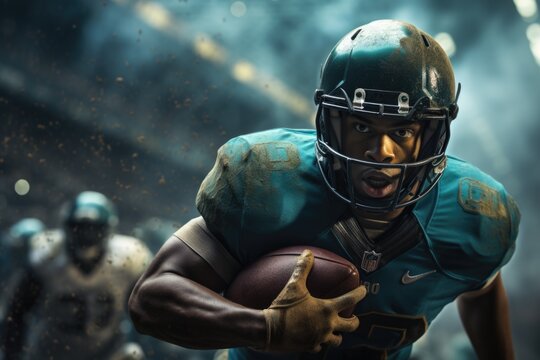 American football: a dynamic collision of strategy, strength, and skill, the essence of gridiron prowess, team unity, and the fervor of a quintessential American sport