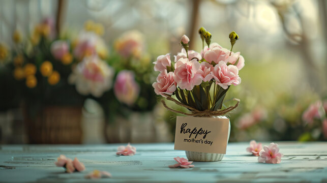 thank you card with pink flowers happy mothers day