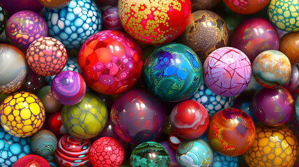 Fototapeta na wymiar A captivating display of colorful balls forming an abstract art piece, with each ball exuding its own unique vibrancy and texture, captured in breathtaking high definition detail