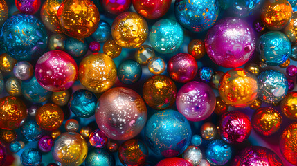 Fototapeta na wymiar A captivating display of colorful balls forming an abstract art piece, with each ball exuding its own unique vibrancy and texture, captured in breathtaking high definition detail