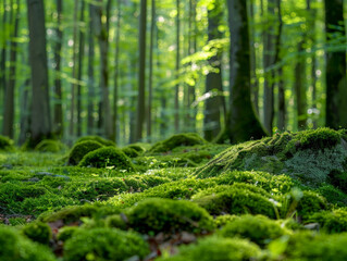 green moss in the forest