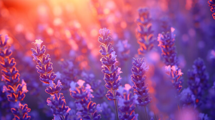 Sunset Serenity, Lavender Fields Embrace Evening Glow