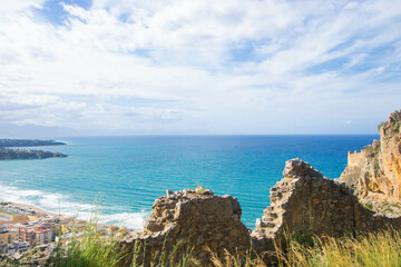 La rocca di Cefalu , the rock of Cefalu  and the ruins of the old castle