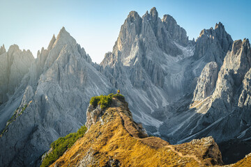 Famous hiking trail with best view in the Dolomites, Italy