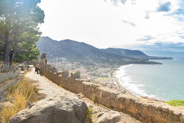 La rocca di Cefalu , the rock of Cefalu  and the ruins of the old castle