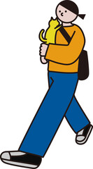 オシャレな女性の線画ベクターイラスト