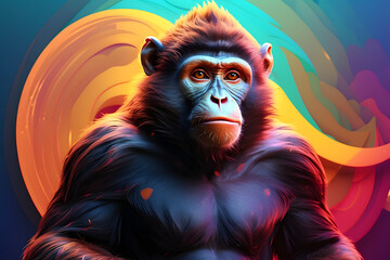 a monkey with an abstract background theme