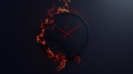 modern wall clock on fire