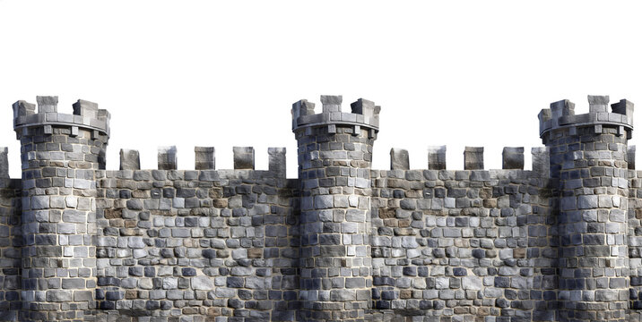 Castle walls. Stone walls of a medieval fortress. Premium pen tool flawless cutout transparent PNG background. Rock wall. Stone wall. Brick Wall. Fortress wall. Fortified stone palace walls. 