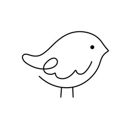 Vector isolated one single contemporary line  little tiny bird side view colorless black and white contour line easy drawing