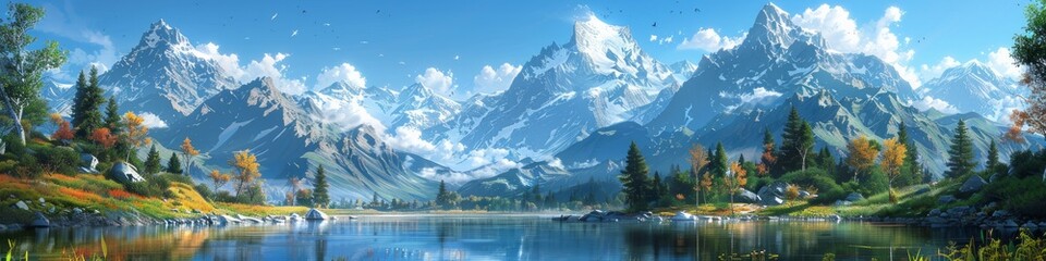 16K Ultra Resolution Wallpaper, mountains and lake