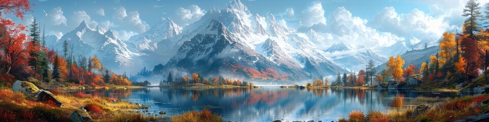 16K Ultra Resolution Wallpaper, mountains and lake