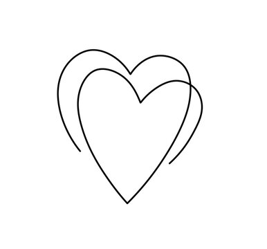 Vector isolated two pair couple hearts one single contemporary line art tattoo colorless black and white contour line easy drawing