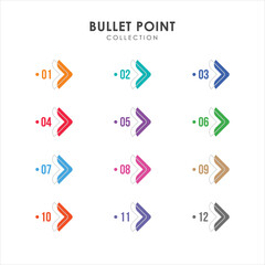 Number bullet points collection vector design