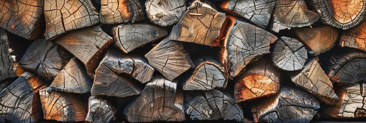 Gordijnen firewood in the fireplace © Irina