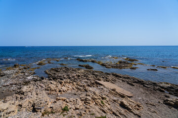 Sea, beautyful sea coast with rocks in sunny day.