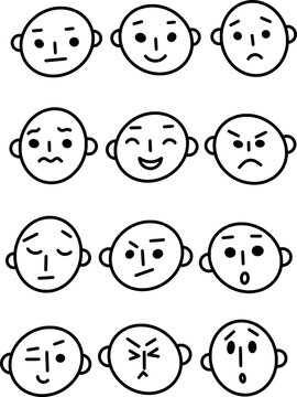 set of smiles, Emoji, vector set of emoticons, different emotions doodles
