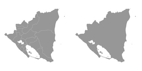 Nicaragua map with administrative divisions. Vector illustration.