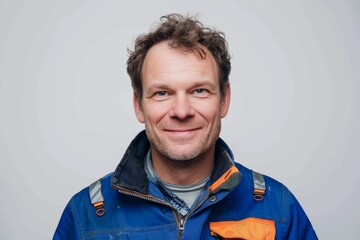 a handsome plumber stands ready with his trusty tools, offering expert service and a friendly smile to solve your plumbing needs on white background. Generative AI.