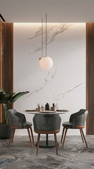 Modern bright dining room with empty walls