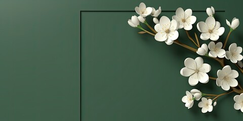 In full bloom: a border of white flowers against a spring-themed background, providing a fresh canvas for your message