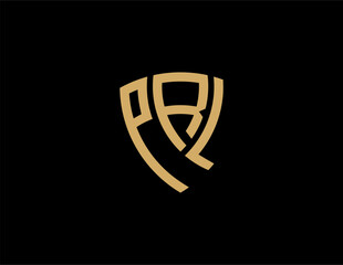 PRL creative letter shield logo design vector icon illustration