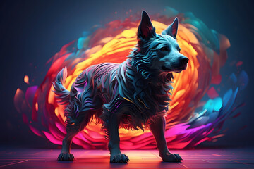 a dog with an abstract theme
