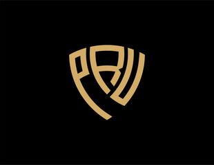 Fototapeta premium PRU creative letter shield logo design vector icon illustration