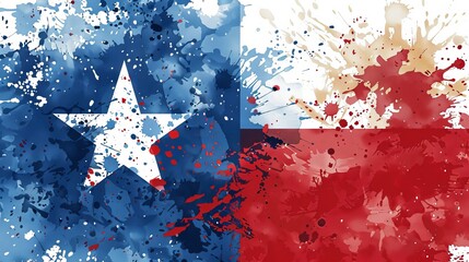 Abstract watercolor grunge flag of the state of Texas. The Lone Star Flag. Modern watercolored style. Template for your designs.