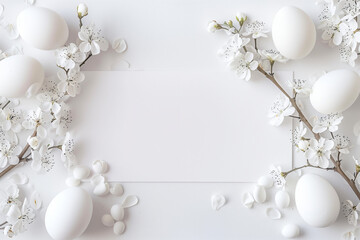 Obraz na płótnie Canvas Elegant White Floral and Egg Place Card Template