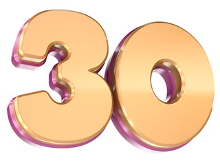 Number 30 3D Render