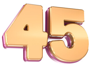 Number 45 3D Render