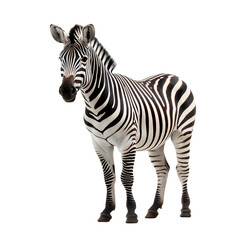 Fototapeta na wymiar Zebra standing isolated on white background