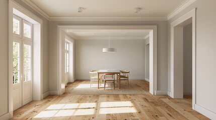 Obraz premium Modern bright dining room with empty walls