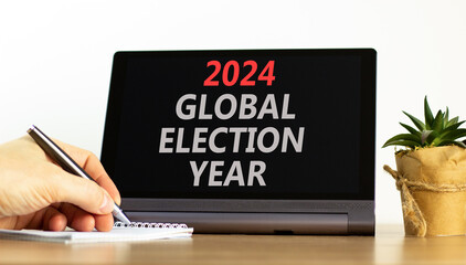 2024 global election year symbol. Concept words 2024 global election year on beautiful black...