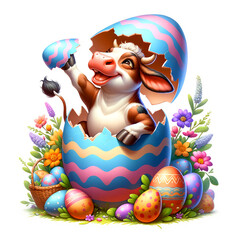 Naklejka premium Cute and funny hatching animal illustration 