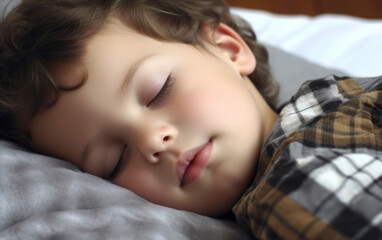 A peaceful child sleeps soundly