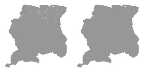 Suriname map with administrative divisions Vector illustration.