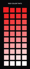 Pure red color 40 attractive tints palette 