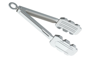 Steel Kitchen Tongs for cooking. 3D rendering isolated on transparent background