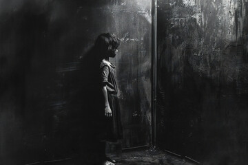 child is punished, standing in thecorner - obrazy, fototapety, plakaty