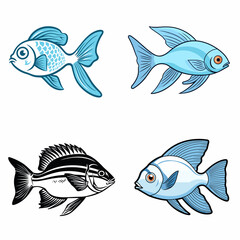 Fototapeta premium Fish (Aquarium Fish). simple minimalist isolated in white background vector illustration