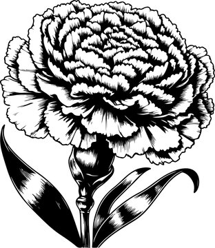 recommend clip art: Carnation flower black outline vector illustration.