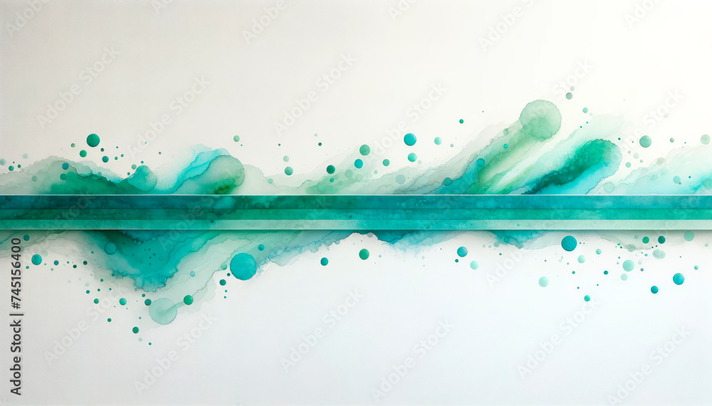 Poster dynamic aqua and white watercolor brush strokes with a teal stripe. artistic expression concept. gen