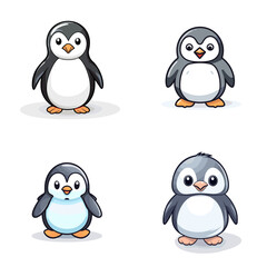 Penguin (Adorable Penguin Character). simple minimalist isolated in white background vector illustration