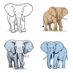 Elephant (Elephant Holding Trunk Up). simple minimalist isolated in white background vector illustration