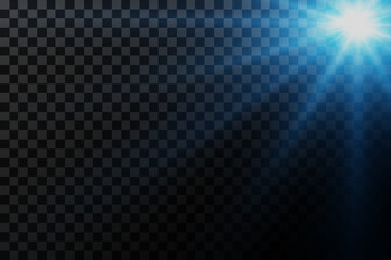 Vector effect of light and light rays. On a transparent background.