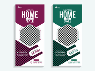 Real Estate modern home sale roll-up banner or cover design template, Vertical, Horizontal,
and luxury background with standard size, Modern & luxury property,
home or house sale advertising post