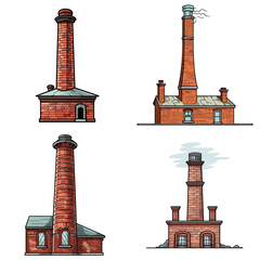 Chimney (Brick Chimney Stack). simple minimalist isolated in white background vector illustration